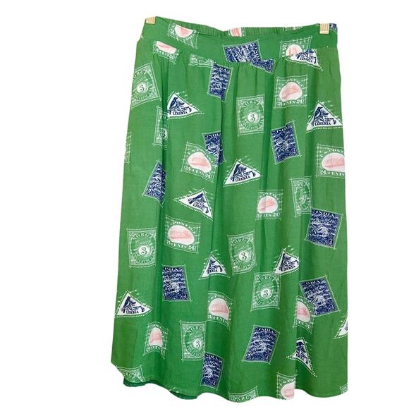 Porridge Dresses & Skirts - Anthropologie Porridge Getaway Skirt Green Large Novelty Travel Boho Artsy